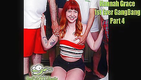 Busty tattooed babe gets a gangbang in homemade porn