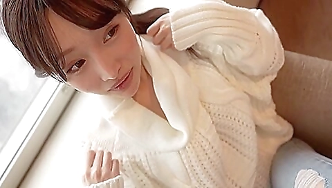 Japanese girl is caressing her hairy pussy and sucking cock