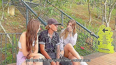 Blind Man Gets Lost In The Park And Two Latinas Fuck Him