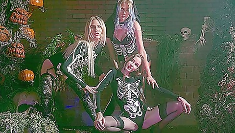 Busty brunette in a sexy dress is showing her big tits