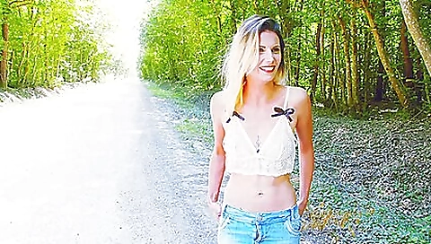 Blonde babe with big tits is getting a big cock inside her mouth