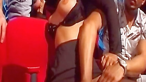 Two groups of people with stockings are fucked together