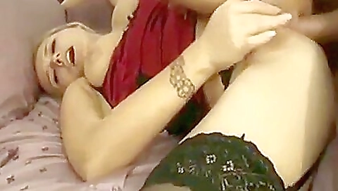 Big boob blonde slut in stockings gets ananal creampie