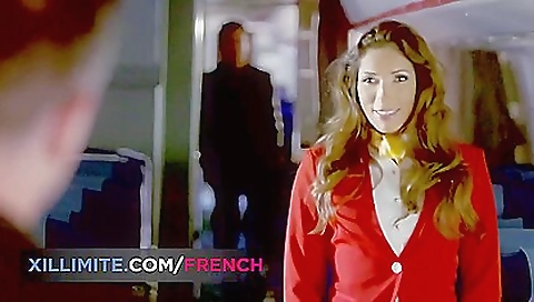 Busty brunette pleases her partner with double blowjob