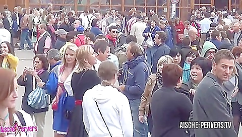 German outdoor party scene with a blonde and a brunette