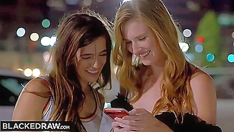 Blonde is with a brunette in interracial threesome