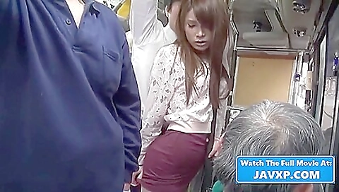 Japanese teen has hairy pussy and cunny on the bus