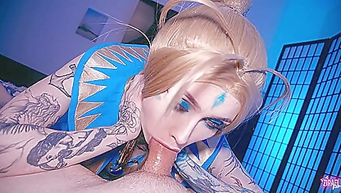 Sexy tattooed brunette with big tits is dressed in black