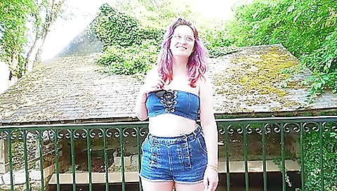 Brunette babe gets her big tits fucked in threesome