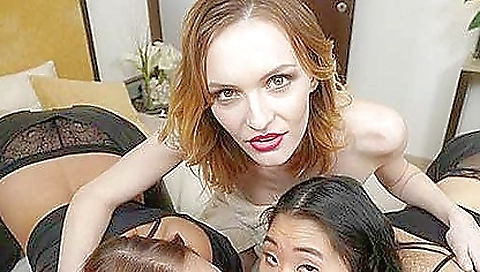 Latex gangbanged sex video with two girls in the same group sex room