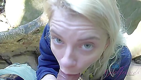 Funny blonde chick fucks her stepbrother at the roadside