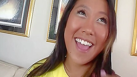 Brunette milf gets her big cock to her mouth and lips