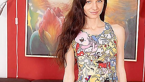 Sexy girl with small tits playing with a hot dildo