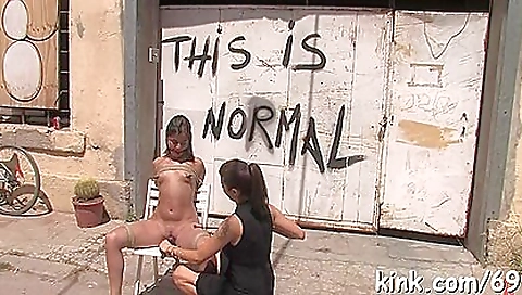 Brunette and her stepbrother have a kinky bondage scene