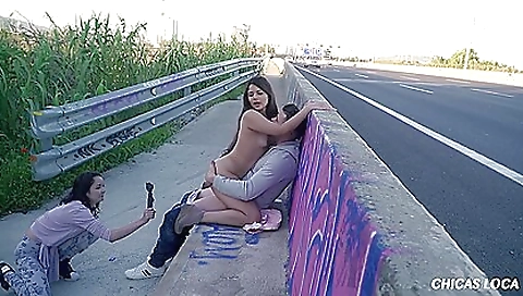 Hot brunette 18+ is getting fucked during a hot public