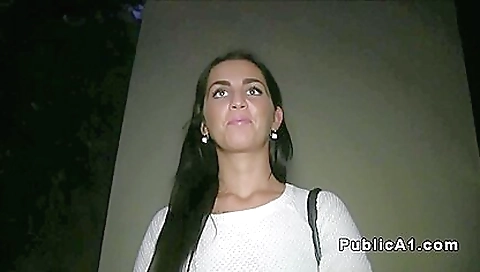 Stunning babe with a beautiful face and a huge tits sucking on a cock