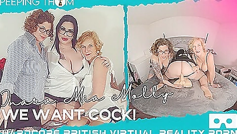 Lesbian group action with hot dicks in a vr porn video