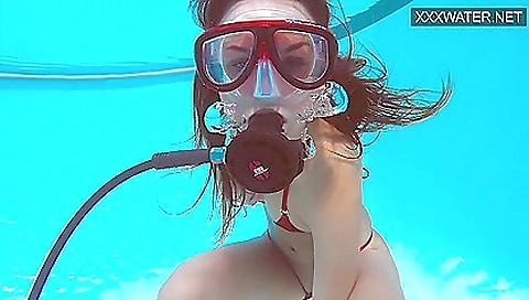 Lana Tanga In Red Lingerie Masturbating Underwater