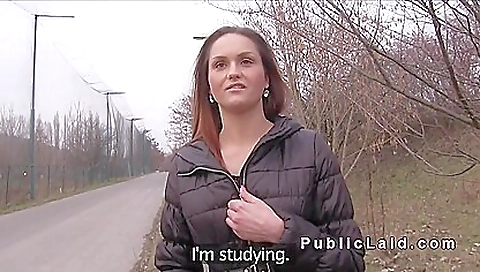 Czech hottie in outdoor does not need a man to bang her