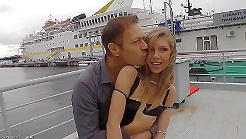 Sexy blonde teen in stockings is having anal sex with a dick